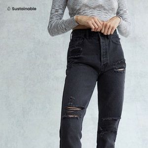 Ultra High Rise Slim Black Lightly Distressed Black Pacsun Jeans